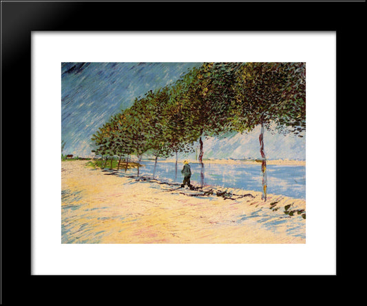 Walk Along The Banks Of The Seine Near Asnieres 20x24 Black Modern Wood Framed Art Print Poster by Van Gogh, Vincent