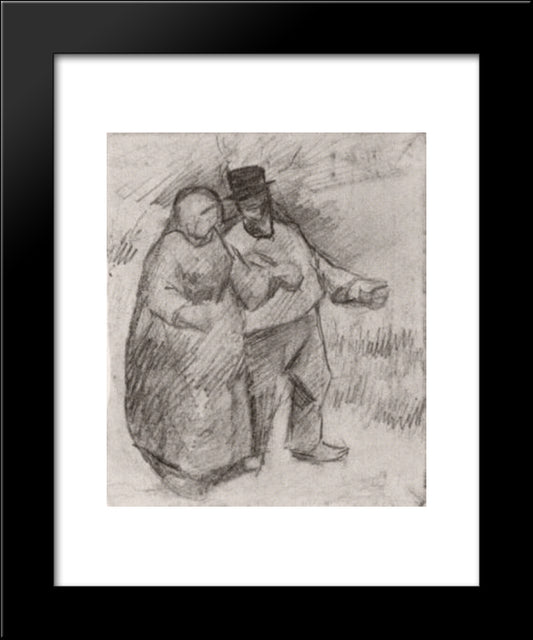 Walking Couple 20x24 Black Modern Wood Framed Art Print Poster by Van Gogh, Vincent