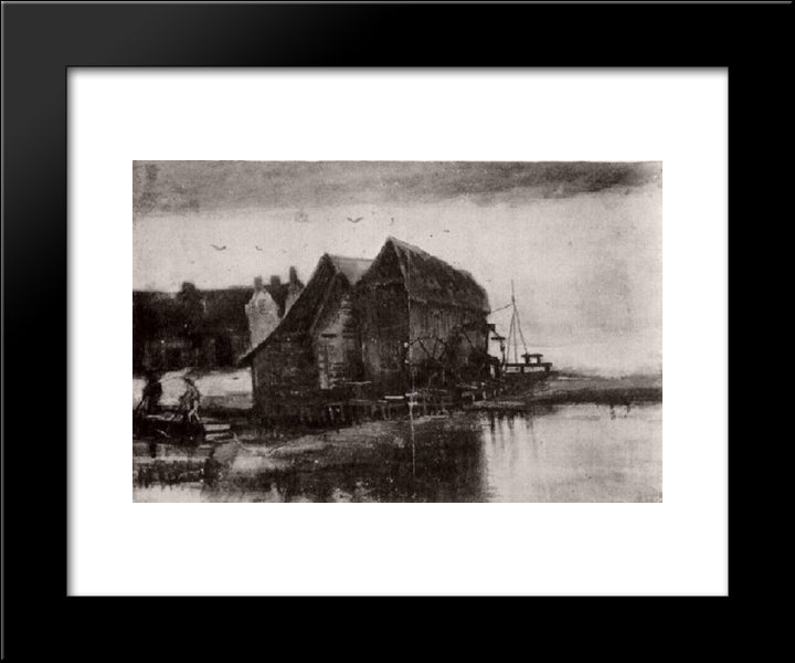 Watermill At Gennep 20x24 Black Modern Wood Framed Art Print Poster by Van Gogh, Vincent