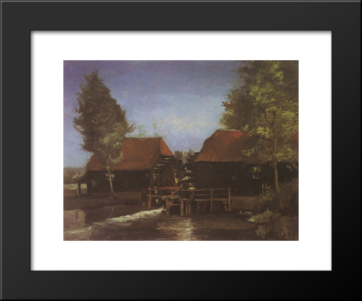 Watermill In Kollen, Near Nuenen 20x24 Black Modern Wood Framed Art Print Poster by Van Gogh, Vincent