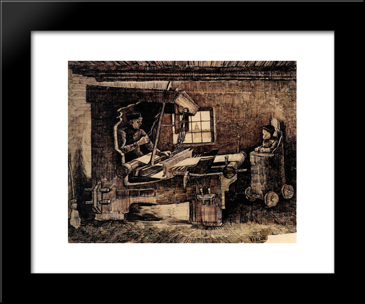 Weaver, With A Baby In A Highchair 20x24 Black Modern Wood Framed Art Print Poster by Van Gogh, Vincent