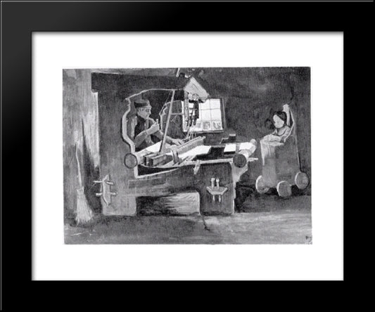 Weaver Facing Right, Interior With One Window And High Chair 20x24 Black Modern Wood Framed Art Print Poster by Van Gogh, Vincent