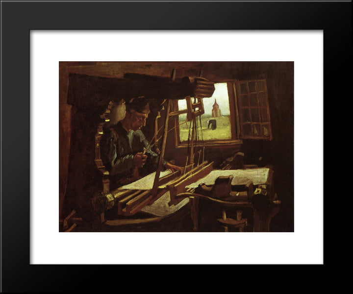 Weaver Near An Open Window 20x24 Black Modern Wood Framed Art Print Poster by Van Gogh, Vincent