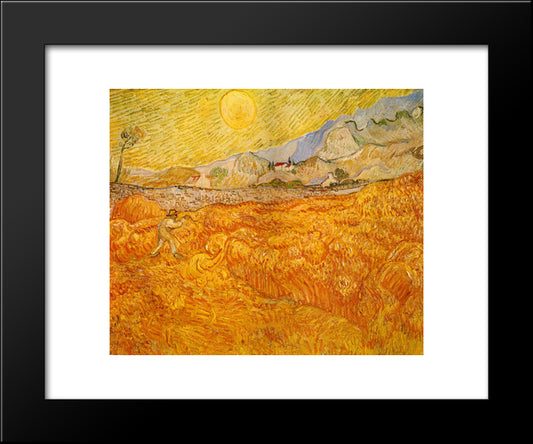 Wheat Field Behind Saint Paul Hospital With A Reaper 20x24 Black Modern Wood Framed Art Print Poster by Van Gogh, Vincent