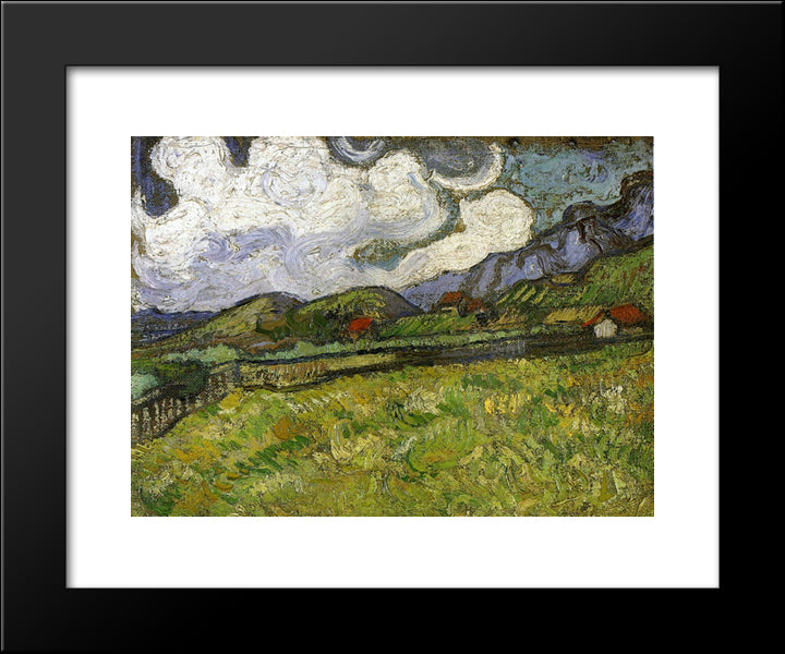 Wheat Field Behind Saint-Paul Hospital With A Reaper 20x24 Black Modern Wood Framed Art Print Poster by Van Gogh, Vincent