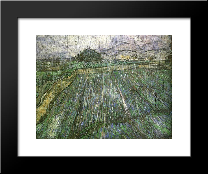 Wheat Field In Rain 20x24 Black Modern Wood Framed Art Print Poster by Van Gogh, Vincent