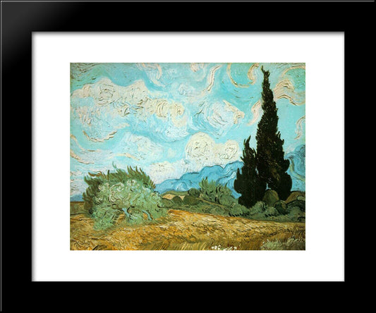 Wheat Field With Cypresses 20x24 Black Modern Wood Framed Art Print Poster by Van Gogh, Vincent