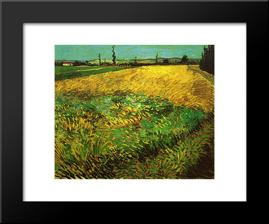 Wheat Field With The Alpilles Foothills In The Background 20x24 Black Modern Wood Framed Art Print Poster by Van Gogh, Vincent