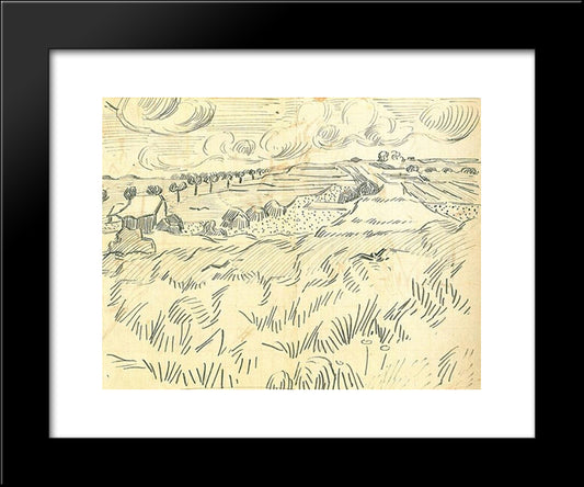 Wheat Fields 20x24 Black Modern Wood Framed Art Print Poster by Van Gogh, Vincent