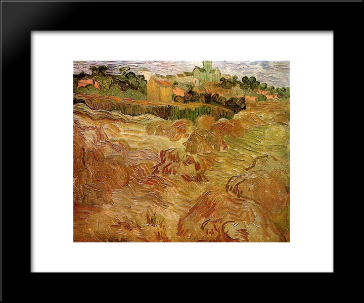 Wheat Fields With Auvers In The Background 20x24 Black Modern Wood Framed Art Print Poster by Van Gogh, Vincent