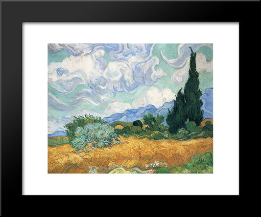 Wheatfield With Cypress Tree 20x24 Black Modern Wood Framed Art Print Poster by Van Gogh, Vincent