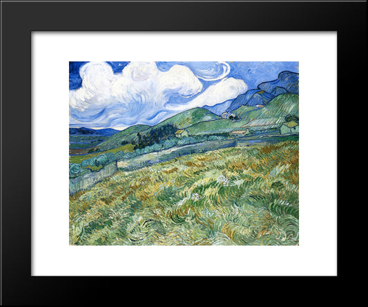 Wheatfield With Mountains In The Background 20x24 Black Modern Wood Framed Art Print Poster by Van Gogh, Vincent