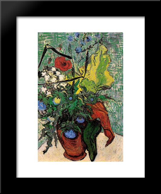 Wild Flowers And Thistles In A Vase 20x24 Black Modern Wood Framed Art Print Poster by Van Gogh, Vincent