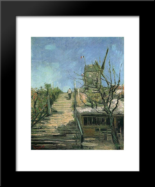 Windmill On Montmartre 20x24 Black Modern Wood Framed Art Print Poster by Van Gogh, Vincent