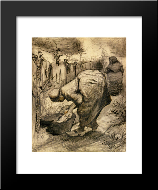 Woman By The Wash Tub In The Garden 20x24 Black Modern Wood Framed Art Print Poster by Van Gogh, Vincent