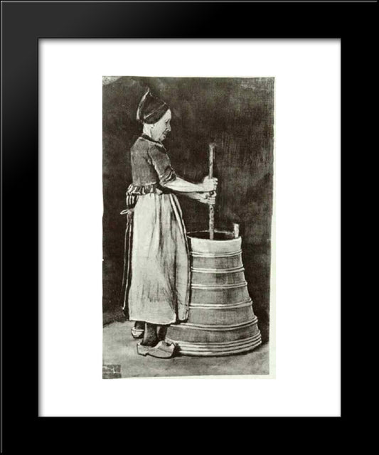 Woman Churning Butter 20x24 Black Modern Wood Framed Art Print Poster by Van Gogh, Vincent