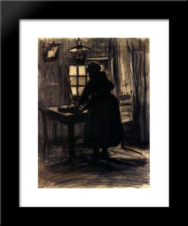 Woman Cutting Bread 20x24 Black Modern Wood Framed Art Print Poster by Van Gogh, Vincent