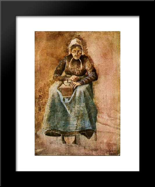 Woman Grinding Coffee 20x24 Black Modern Wood Framed Art Print Poster by Van Gogh, Vincent