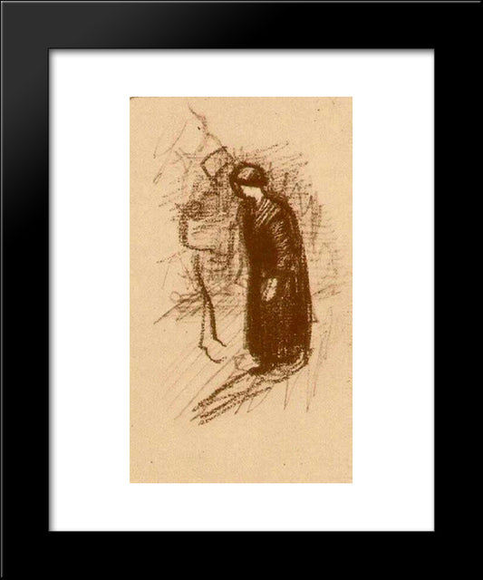 Woman In Dark Dress, Walking 20x24 Black Modern Wood Framed Art Print Poster by Van Gogh, Vincent