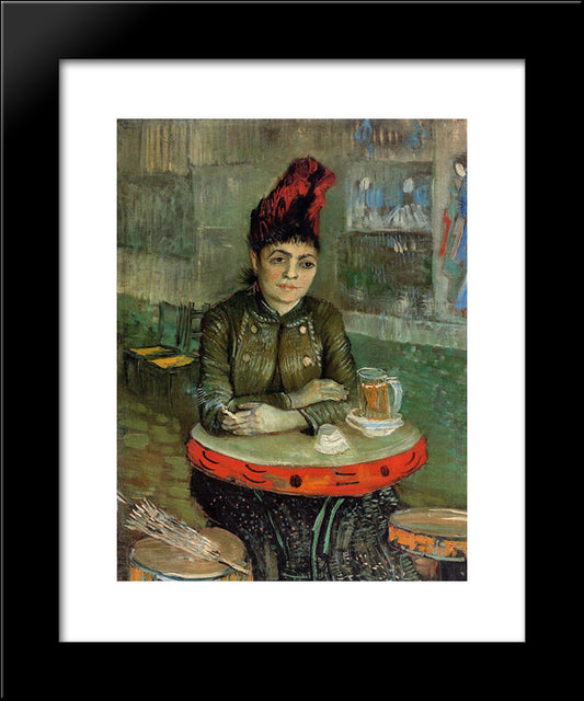 Woman In The 'Cafe Tambourin' 20x24 Black Modern Wood Framed Art Print Poster by Van Gogh, Vincent