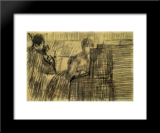 Woman Pianist And A Violinist 20x24 Black Modern Wood Framed Art Print Poster by Van Gogh, Vincent