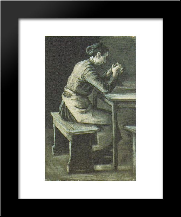 Woman Praying 20x24 Black Modern Wood Framed Art Print Poster by Van Gogh, Vincent