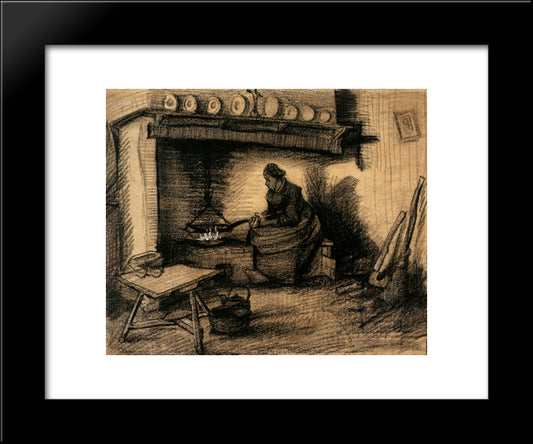 Woman Preparing A Meal 20x24 Black Modern Wood Framed Art Print Poster by Van Gogh, Vincent