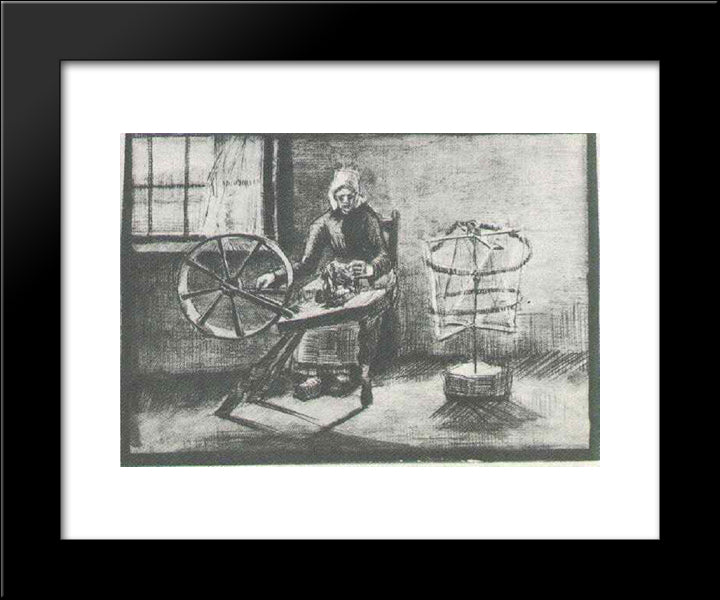 Woman Reeling Yarn 20x24 Black Modern Wood Framed Art Print Poster by Van Gogh, Vincent