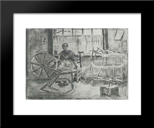 Woman Reeling Yarn 20x24 Black Modern Wood Framed Art Print Poster by Van Gogh, Vincent