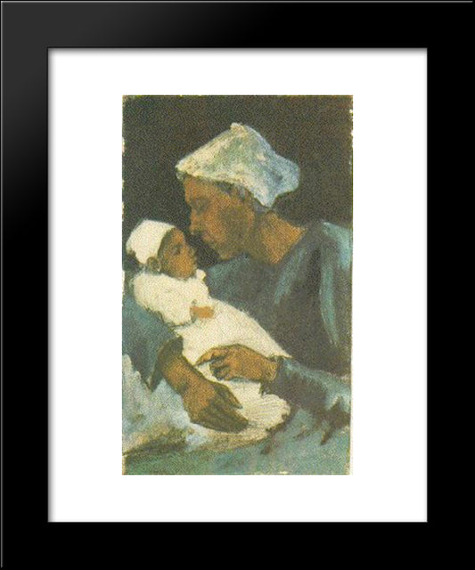 Woman Sien With Baby On Her Lap, Half-Figure 20x24 Black Modern Wood Framed Art Print Poster by Van Gogh, Vincent