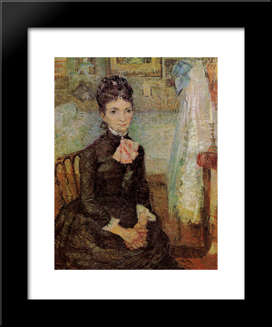 Woman Sitting By A Cradle 20x24 Black Modern Wood Framed Art Print Poster by Van Gogh, Vincent