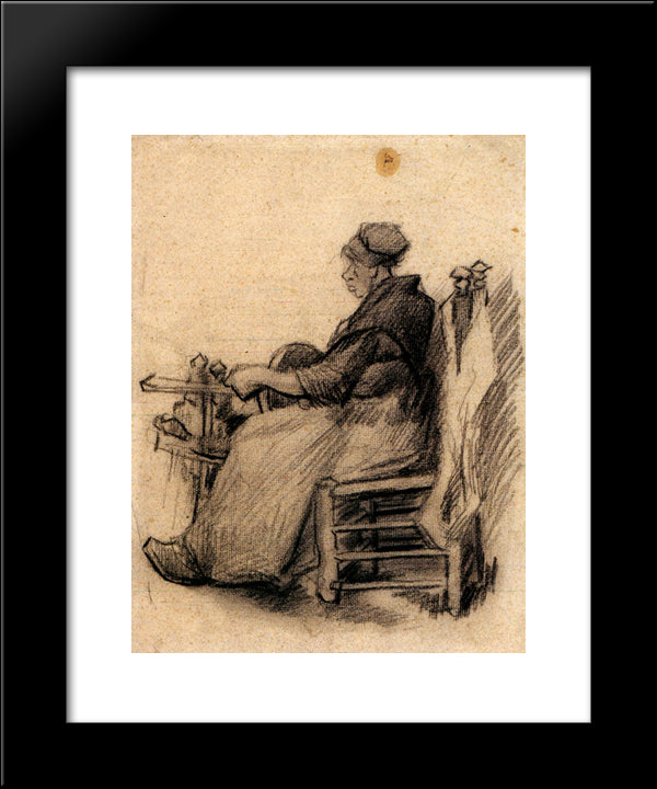 Woman Winding Yarn 20x24 Black Modern Wood Framed Art Print Poster by Van Gogh, Vincent