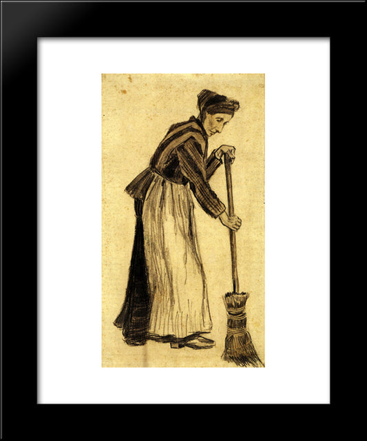 Woman With A Broom 20x24 Black Modern Wood Framed Art Print Poster by Van Gogh, Vincent