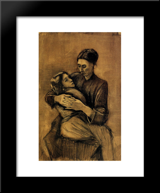 Woman With A Child On Her Lap 20x24 Black Modern Wood Framed Art Print Poster by Van Gogh, Vincent