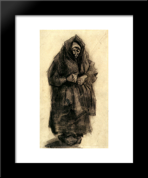 Woman With A Mourning Shawl 20x24 Black Modern Wood Framed Art Print Poster by Van Gogh, Vincent