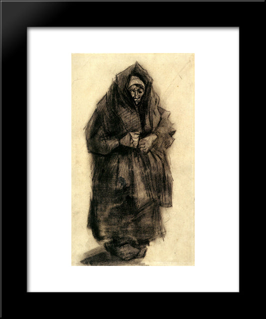 Woman With A Mourning Shawl 20x24 Black Modern Wood Framed Art Print Poster by Van Gogh, Vincent