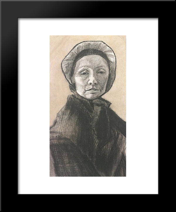 Woman With Dark Cap, Sien'S Mother 20x24 Black Modern Wood Framed Art Print Poster by Van Gogh, Vincent