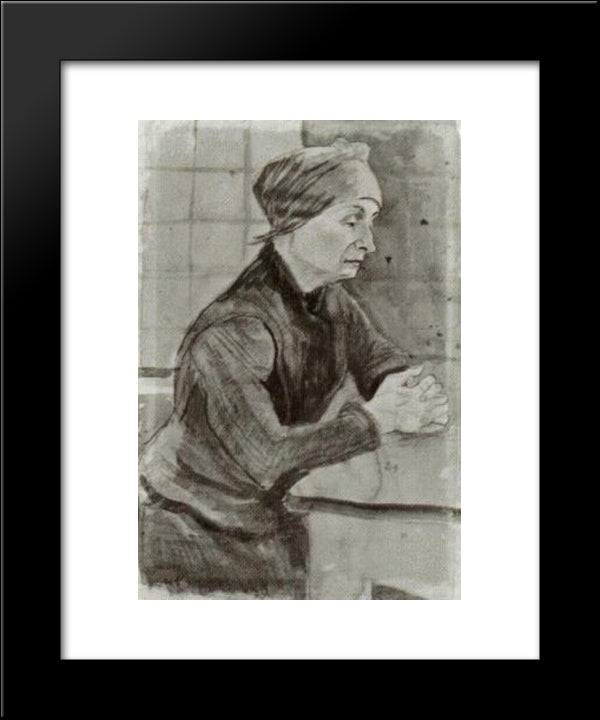 Woman With Folded Hands, Half-Length 20x24 Black Modern Wood Framed Art Print Poster by Van Gogh, Vincent