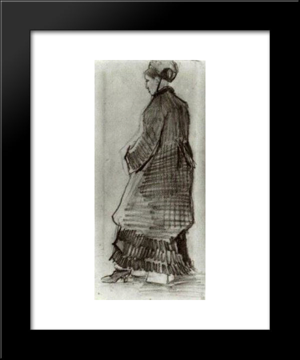 Woman With Hat, Coat And Pleated Dress 20x24 Black Modern Wood Framed Art Print Poster by Van Gogh, Vincent