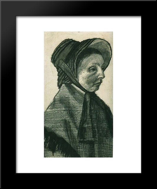 Woman With Hat, Head 20x24 Black Modern Wood Framed Art Print Poster by Van Gogh, Vincent