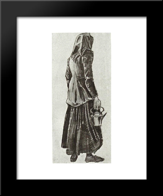 Woman With Kettle, Seen From The Back 20x24 Black Modern Wood Framed Art Print Poster by Van Gogh, Vincent