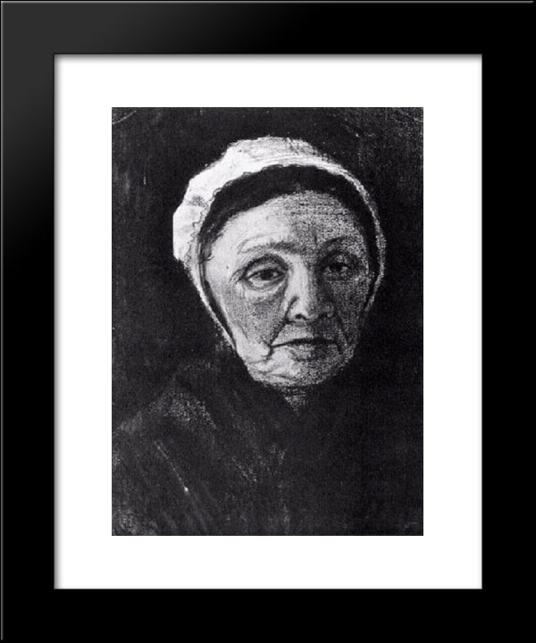 Woman With White Bonnet, Sien'S Mother 20x24 Black Modern Wood Framed Art Print Poster by Van Gogh, Vincent