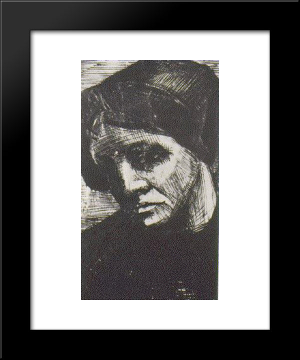 Woman'S Head 20x24 Black Modern Wood Framed Art Print Poster by Van Gogh, Vincent