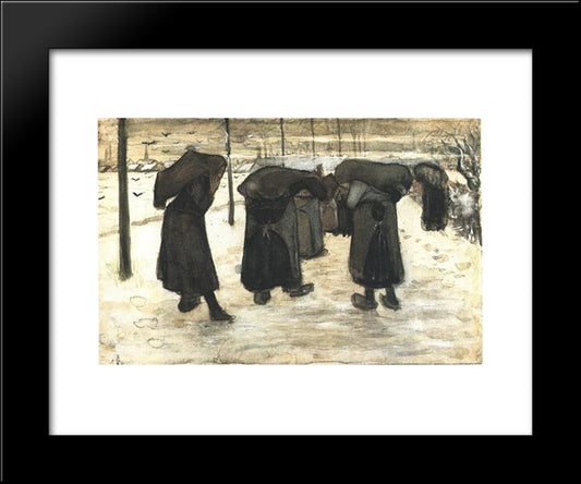 Women Miners 20x24 Black Modern Wood Framed Art Print Poster by Van Gogh, Vincent