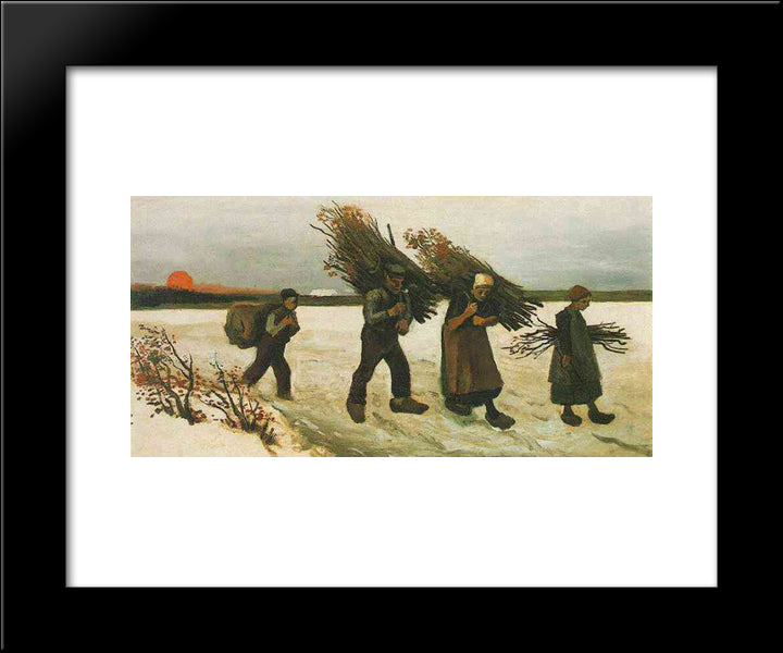 Wood Gatherers In The Snow 20x24 Black Modern Wood Framed Art Print Poster by Van Gogh, Vincent