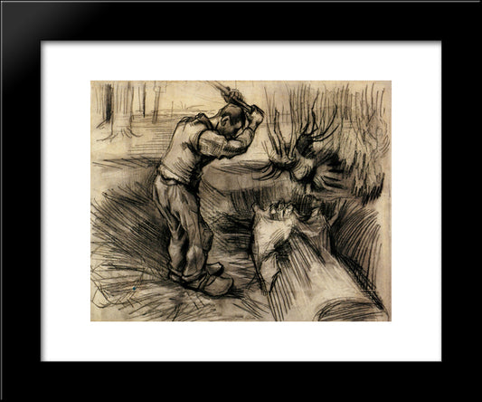 Woodcutter 20x24 Black Modern Wood Framed Art Print Poster by Van Gogh, Vincent