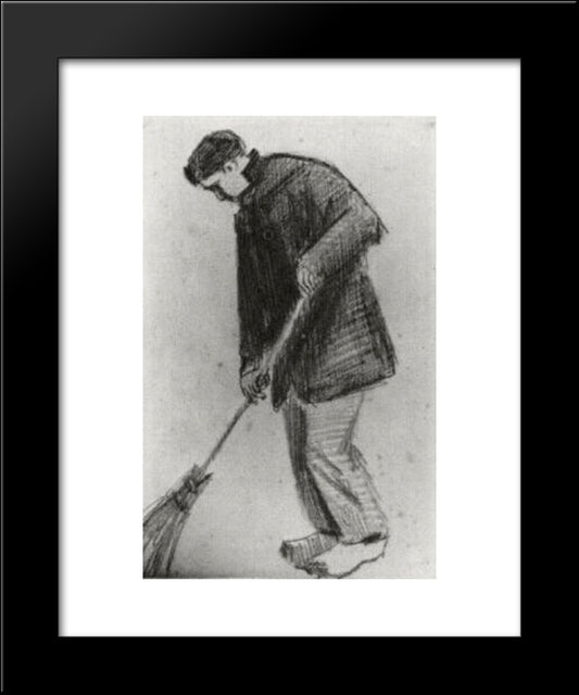 Young Man With A Broom 20x24 Black Modern Wood Framed Art Print Poster by Van Gogh, Vincent