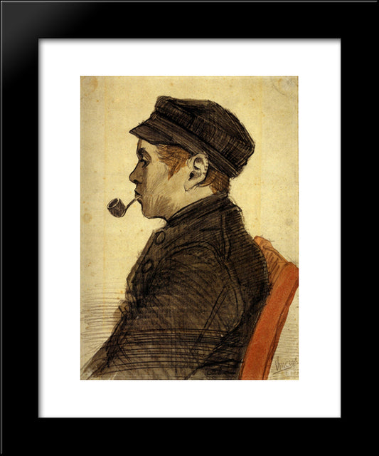 Young Man With A Pipe 20x24 Black Modern Wood Framed Art Print Poster by Van Gogh, Vincent