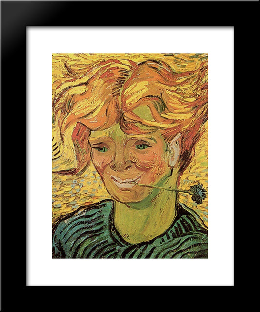 Young Man With Cornflower 20x24 Black Modern Wood Framed Art Print Poster by Van Gogh, Vincent