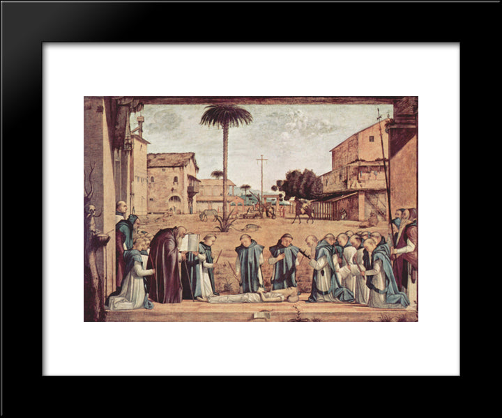 Burial Of St. Jerome 20x24 Black Modern Wood Framed Art Print Poster by Carpaccio, Vittore